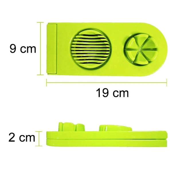 Mlti-Segment 2 in 1 Egg Cutter/Slicer with Stainless Steel Blade (Multi Color) Pack of 1 
